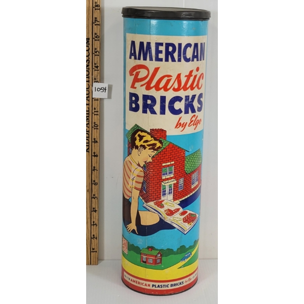 ELGO AMERICAN PLASTIC BRICKS SET W/ ORIG CAN