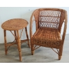 Image 1 : LOT OF 2 - RATTAN CHAIR & SIDE TABLE
