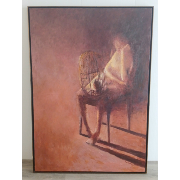 "BLIND BIRD" BY VERA KOCHANSKI WORLING (PRS CDN ARTIST) - FRAMED OIL ON CANVAS