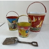 Image 3 : LOT OF 3 - TIN BUCKETS W/ SHOVEL - INCL EAGLE TOYS