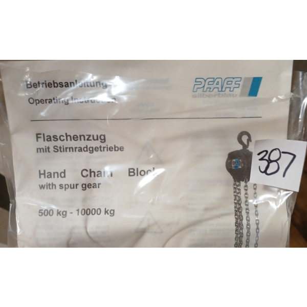 PFAFF SILBERBLAU 1TON 3M LIFT MANUAL CHAIN HOIST - AS NEW