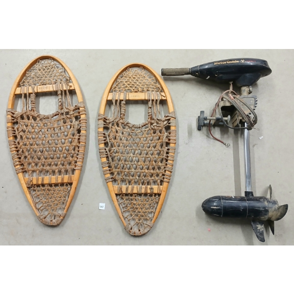 LOT OF 2 - PAIR OF SNOW SHOES & MOTORGUIDE TROLLING MOTOR