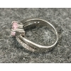 Image 2 : PLATINUM PLATED DOUBLE PINK HEART CUT SIMULATED DIAMOND (CZ) RING