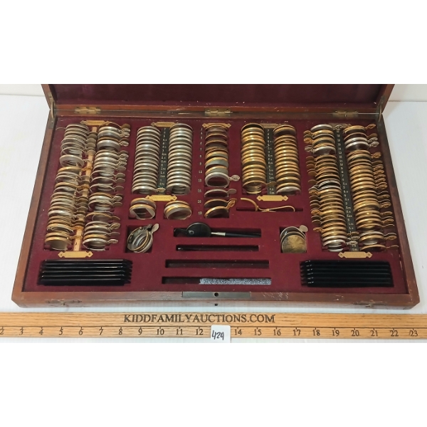 J.H. STEWARD OPTOMETRY TRIAL LENS SET W/ ORIGINAL CASE