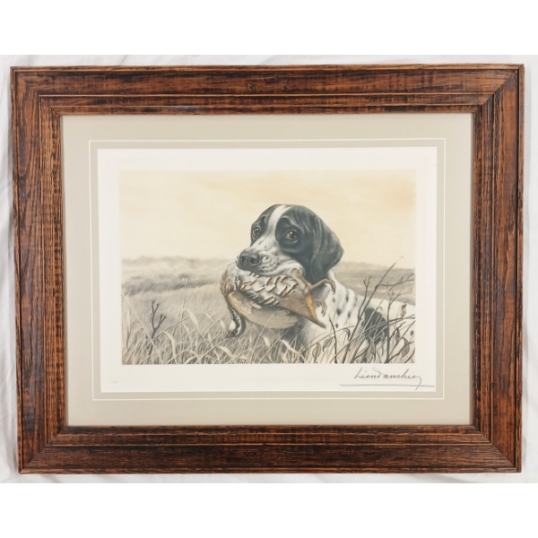 "CHIEN A LA PERDRIX" BY LEON DANCHIN (1887 - 1938) - FRAMED PRINT