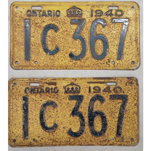 PAIR OF 1940 ONTARIO LICENCE PLATES