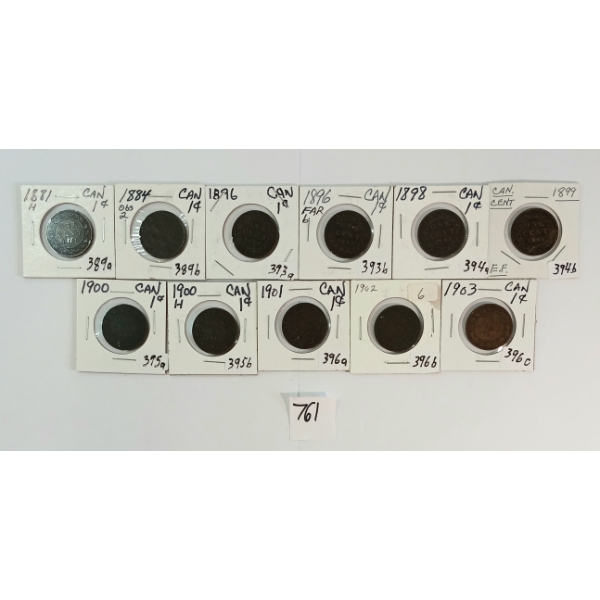 LOT OF 11 - 1881-1903 CDN LARGE CENTS