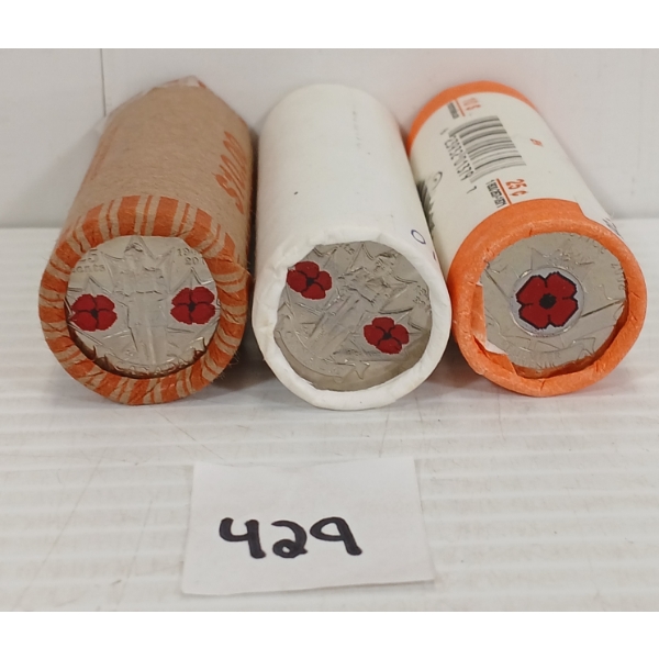 LOT OF 3 - 2008 & 2010 CDN 25 CENT ROLLS - INCL RCM