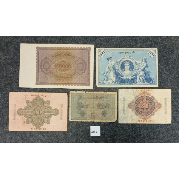 LOT OF 5 - GERMAN BANKNOTES