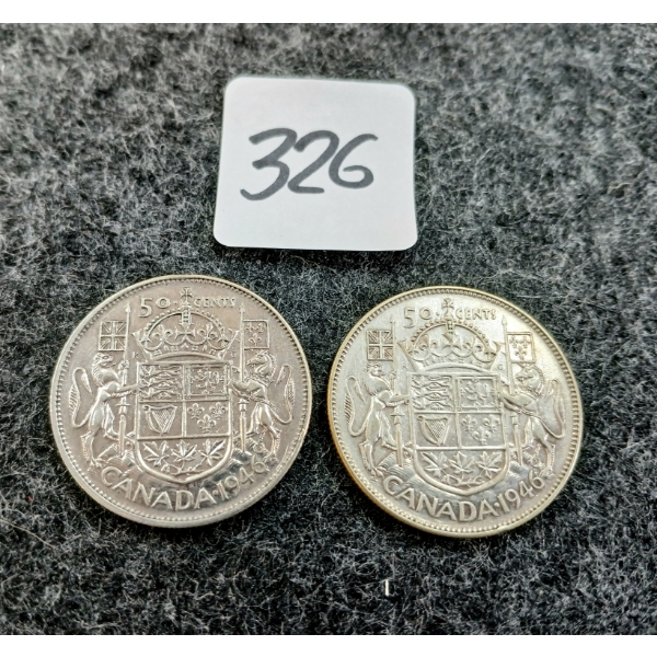 LOT OF 2 - 1946 CDN 50 CENT COINS