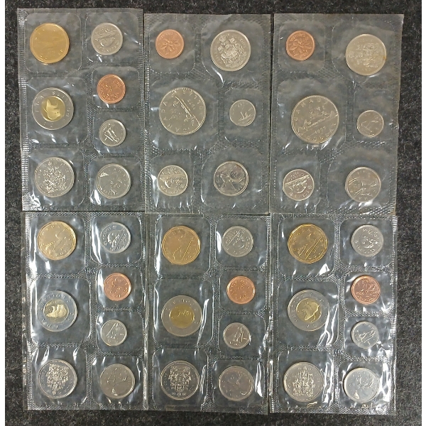 LOT OF 6 - 1975-2006 CDN UNCIRCULATED PROOF SETS