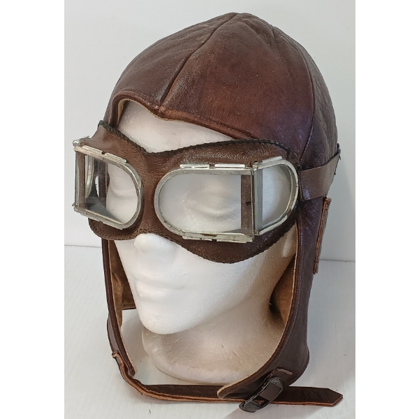 LOT OF 2 - UNKNOWN AVIATOR CAP & GOGGLES
