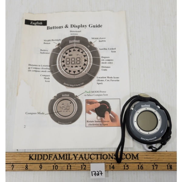 BUSHNELL BACKTRACK MINI GPS W/ INSTRUCTIONS - AS NEW