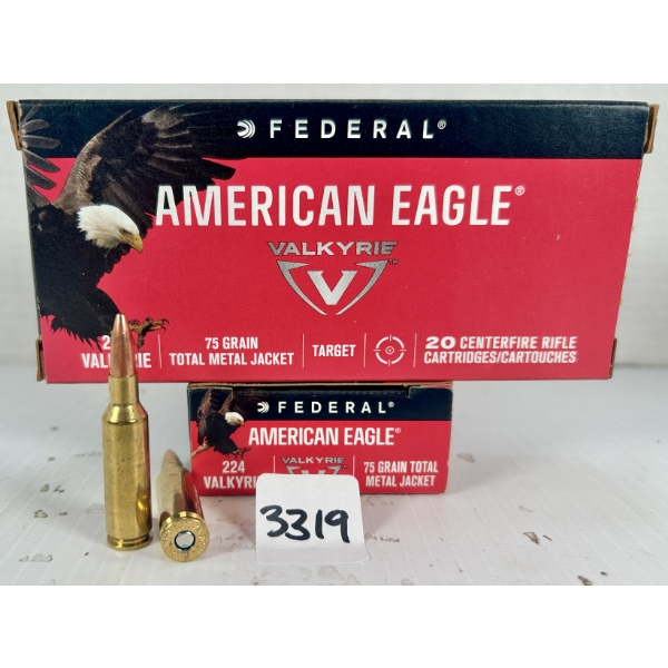 AMMO: 40X FEDERAL .224 VALKYRIE - 75 GR FMJ