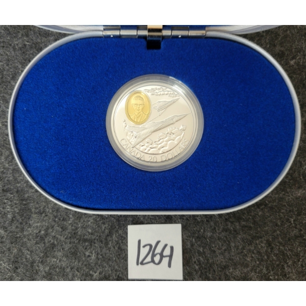 1996 CDN $20 SILVER COIN - AVRO CANADA CF-105 ARROW
