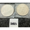 Image 1 : LOT OF 2 - 1953 & 1958 CDN SILVER DOLLARS - BRITISH COLUMBIA & VOYAGEUR