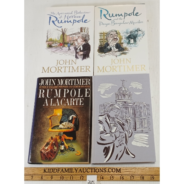LOT OF 4 - 1990, 1994, 2004 & 2007 JOHN MORTIMER NOVELS - INCL "RUMPOLE A LA CARTE" - HARDCOVERS
