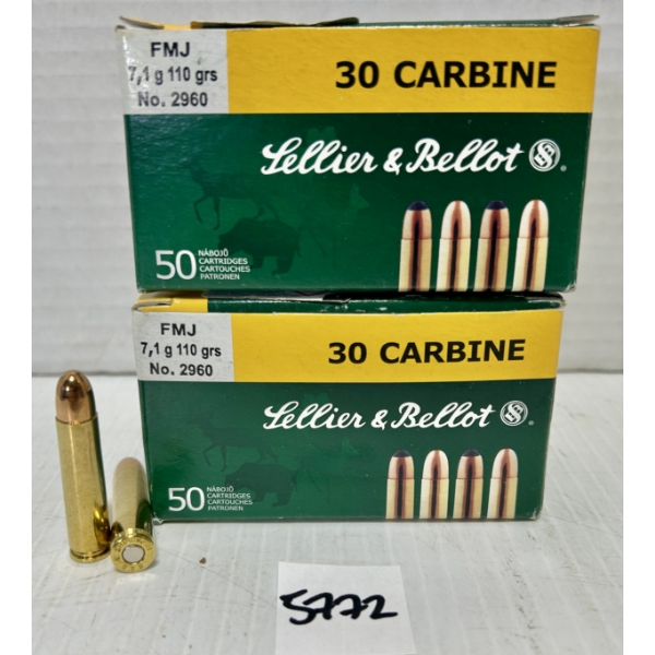 AMMO: 100X S&B .30 CARBINE 110GR. FMJ