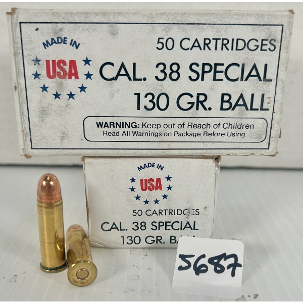 AMMO: 100X WINCHESTER .38 SPL - 130 GR FMJ