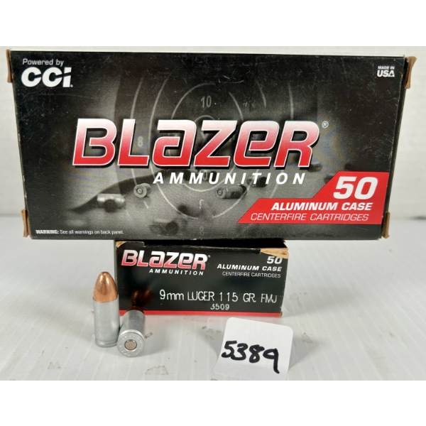 AMMO: 100X BLAZER 9 MM - 115 GR FMJ