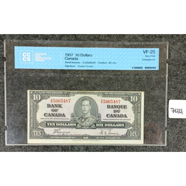 1937 CDN $10 BANKNOTE - CCCS GRADED
