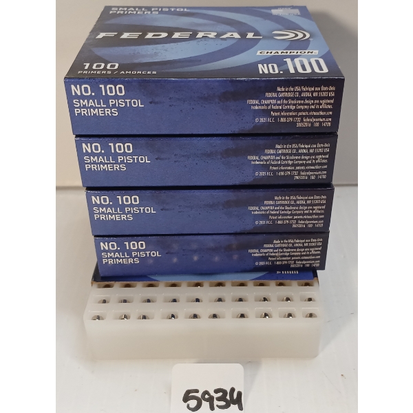 PRIMERS: 500X FEDERAL NO. 100 SMALL PISTOL PRIMERS