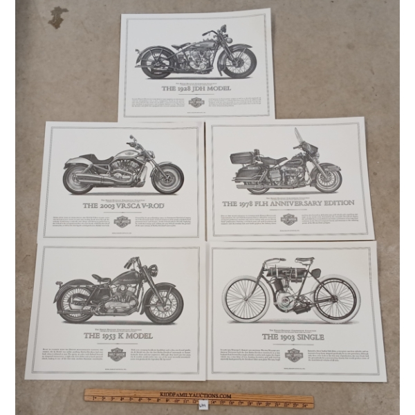 LOT OF 5 - HARLEY-DAVIDSON POSTER PRINTS - INCL VRSCA V-ROD