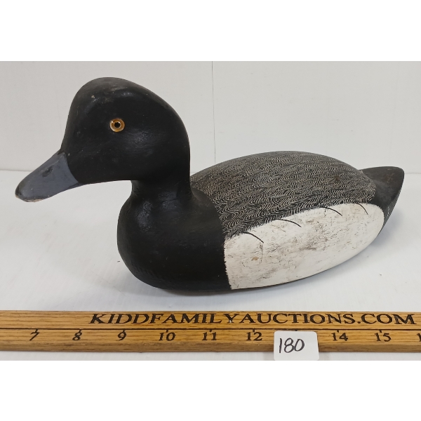 BLUEBILLED DECOY DUCK BY SIGNED M.C. - CIRCA 1930-1970's