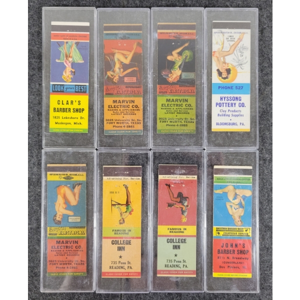 LOT OF 8 - PIN-UP ADVERTISING MATCHBOOK PACKAGES - MATCH CORP, SUPERIOR MATCH CO., ETC