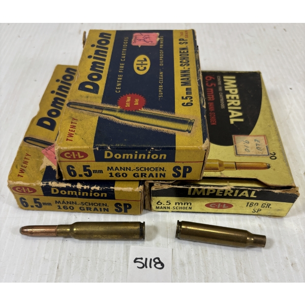 AMMO / BRASS: 42 X DOMINION 6.5 MS LIVE & 2 BRASS - 160 GR