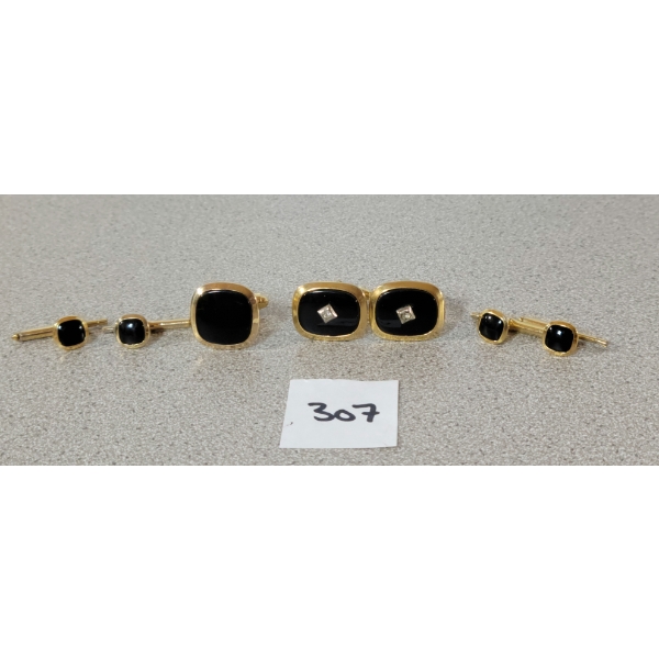 LOT OF 7 - ANSON ONYX CUFFLINKS