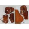 Image 1 : LOT OF 5 - LEATHER HANDGUN HOLSTERS & ACCESSORY - BUCHEIMER, BRAVER BROS., HUNTER, ETC