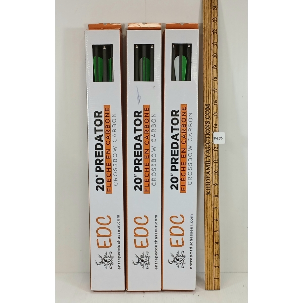 LOT OF 3 - EDC 20IN PREDATOR CARBON CROSSBOW BOLTS