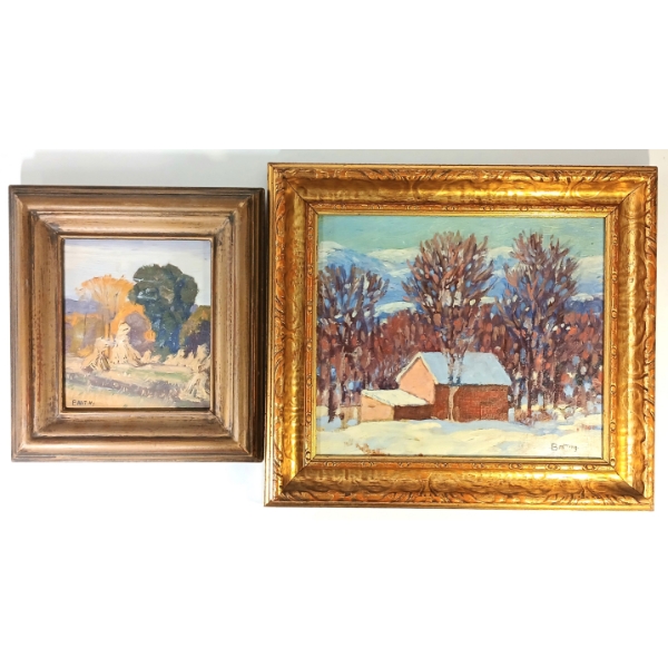 LOT OF 2 - AUTUMN & WINTER COUNTRY SCENES BY BANTING - FRAMED OIL ON BOARD