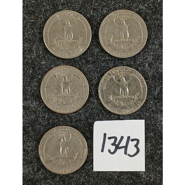 LOT OF 5 - U.S. 25 CENT COINS - 1965 TO 1973