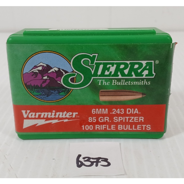 BULLETS: 100X SIERRA VARMINTER 6MM - 85GR - SPITZER - SEALED