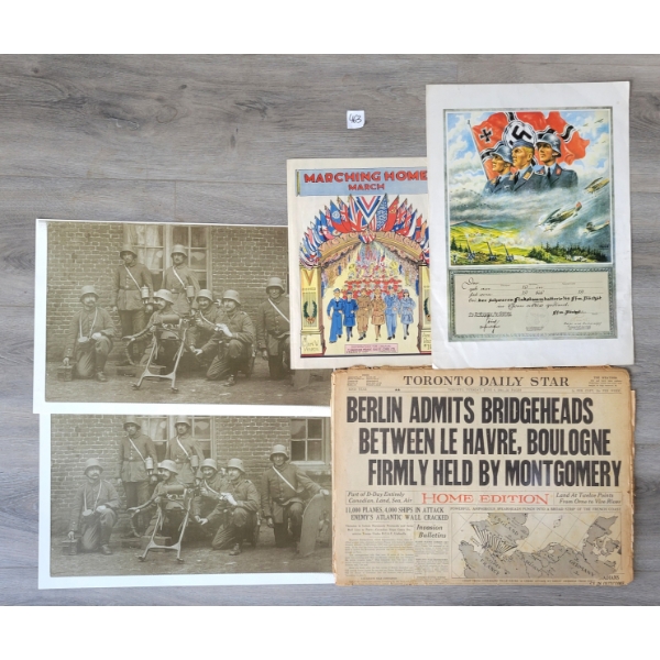 JOB LOT - WWII PROPAGANDA, NEWSPAPERS & PHOTOGRAPHS - INCL TORONTO STAR