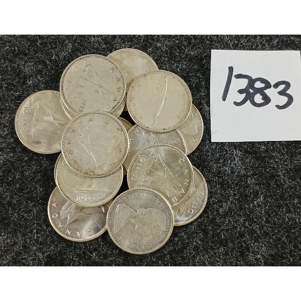 LOT OF 15 - 1963-1968 CDN SILVER DIMES