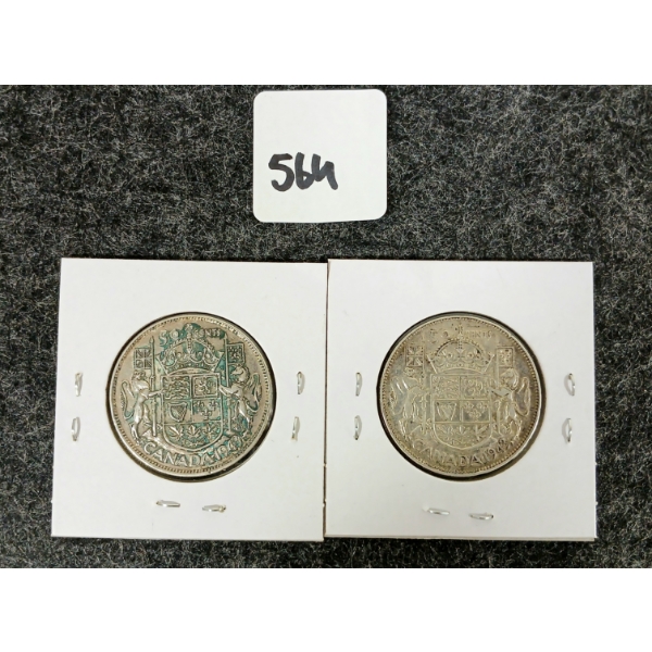 LOT OF 2 - 1943 CDN SILVER 50 CENT COINS