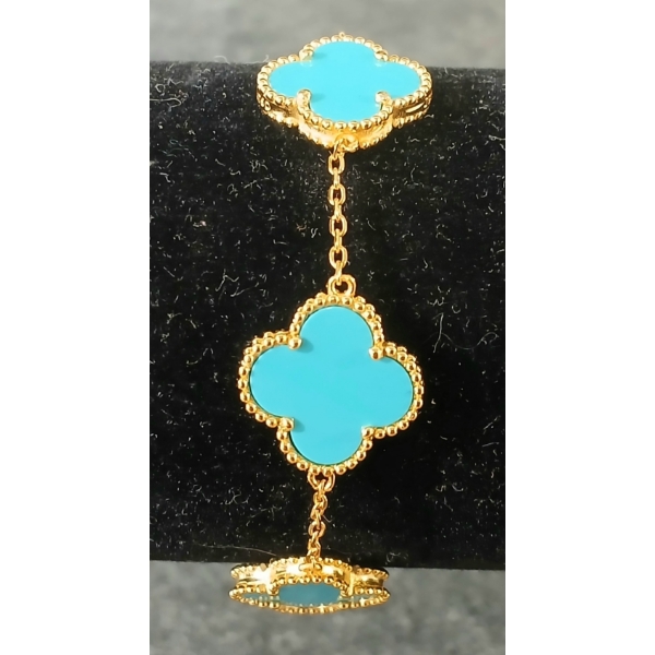 VAN CLEEF & ARPELS ALHAMBRA TURQUOISE & 18K GOLD BRACELET