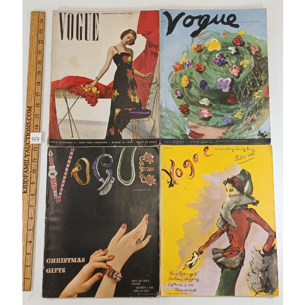 LOT OF 4 - VOGUE MAGAZINES - INCL 1937 & 1939