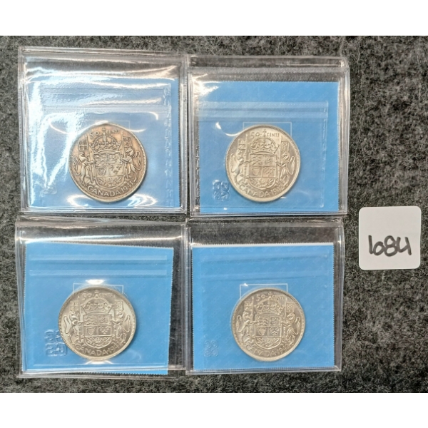 LOT OF 4 - 1941 & 1942 CDN SILVER 50 CENT COINS - CCCS GRADED