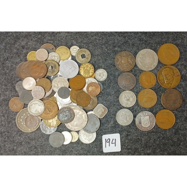 QTY OF WORLD COINS & TOKENS - NETHERLANDS, SWEDEN, FRANCE, PORTUGAL, ETC