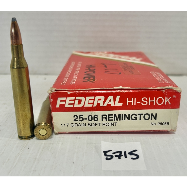 AMMO: 20X FEDERAL .25-06 REM 117GR. SP