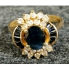 Image 1 : 14K GOLD OVAL CUT SAPPHIRE & DIAMOND CLUSTER RING W/ APPRAISAL