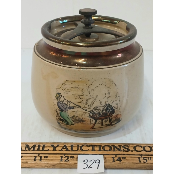 GRAY'S POTTERY TOBACCO HUMIDOR - C. 1920'S / '30'S