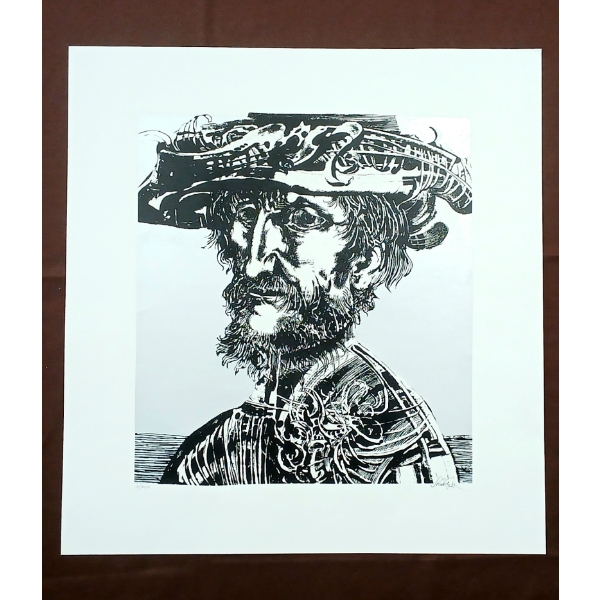 MAN'S PORTRAIT BY ENDRE SZASZ (1926-2003) - PRINT 