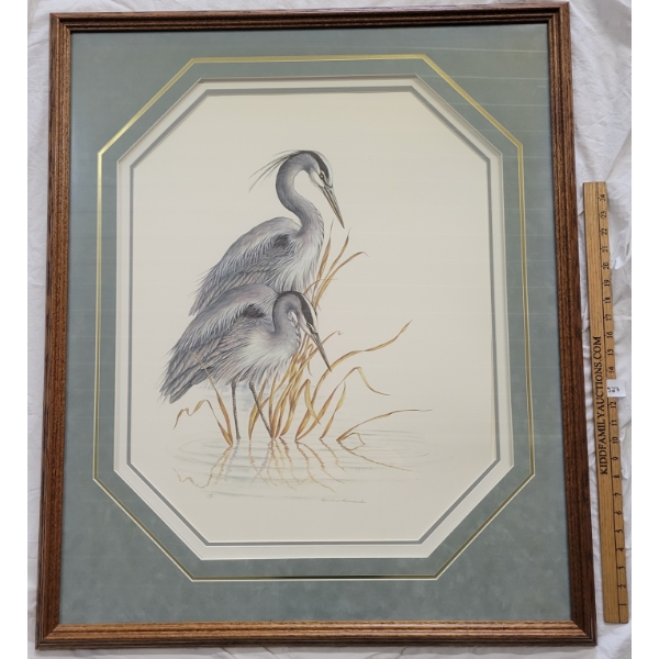  GREAT BLUE HERON  BY CHRISTINE MARSHALL (PRS CDN ARTIST) - FRAMED PRINT