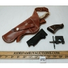 Image 1 : LOT OF 4 - SKS SIGHT ADJUST TOOL, HANDGRIPS & BUCHEIMER LEATHER HANDGUN HOLSTER