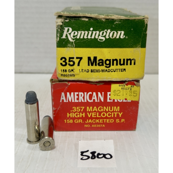 AMMO / BRASS: 65X LIVE & 34X BRASS .357 MAG - 158 GR SWC & SP